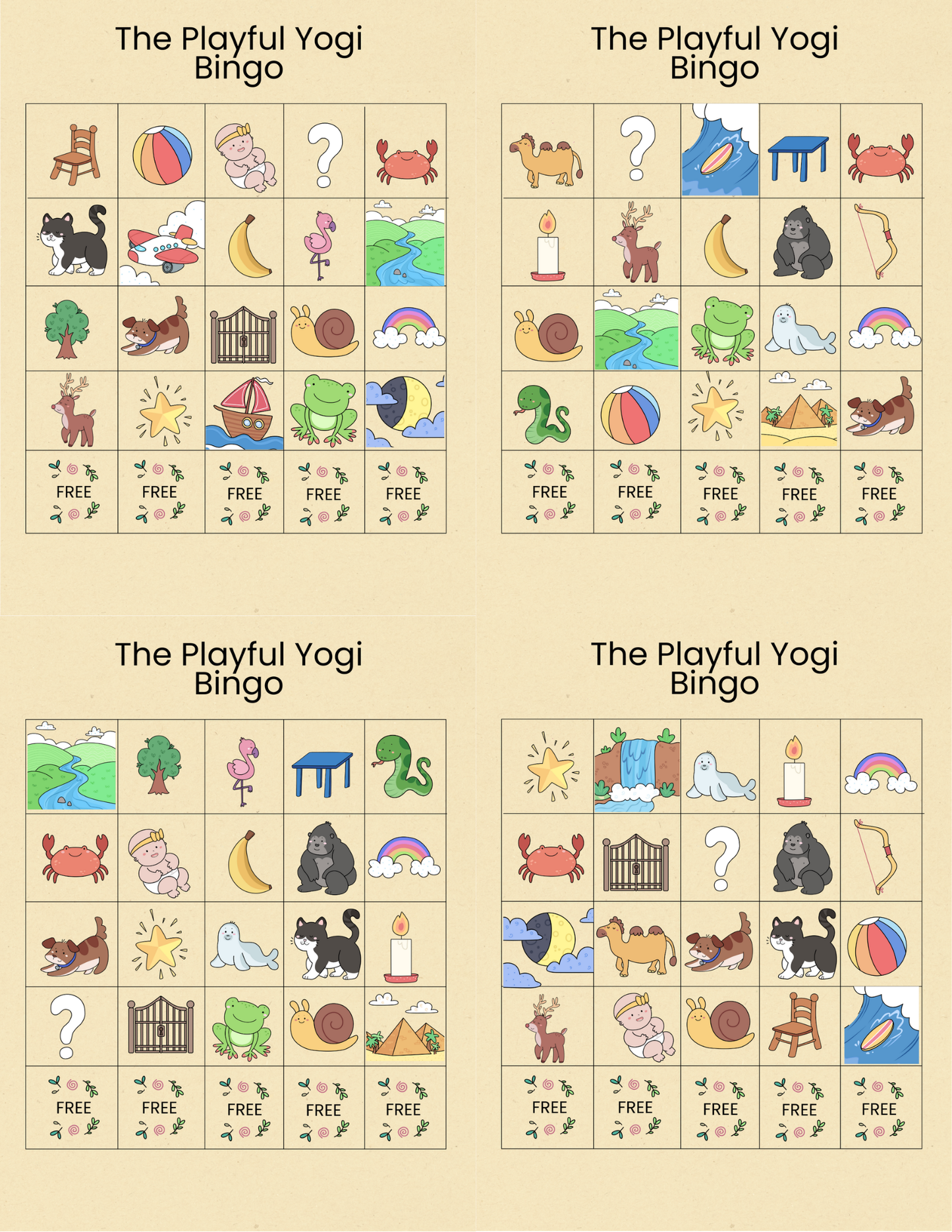 The Playful Yogi Bingo Game