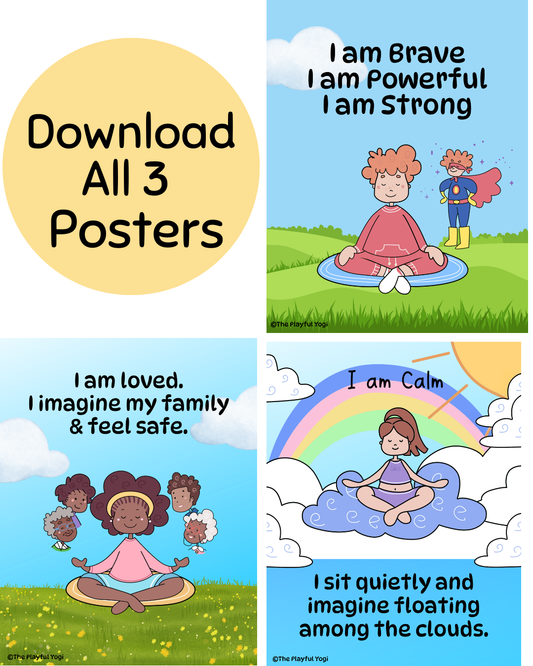 3 Positive Affirmation Poster Bundle - I am Brave, I am Loved, I am Calm