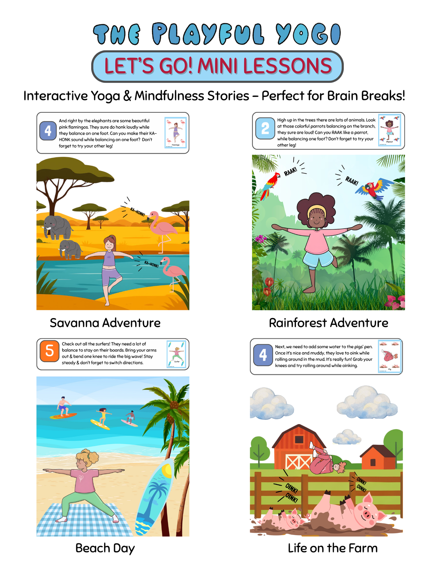 Let's Go! Mini Lessons - Interactive Yoga Stories